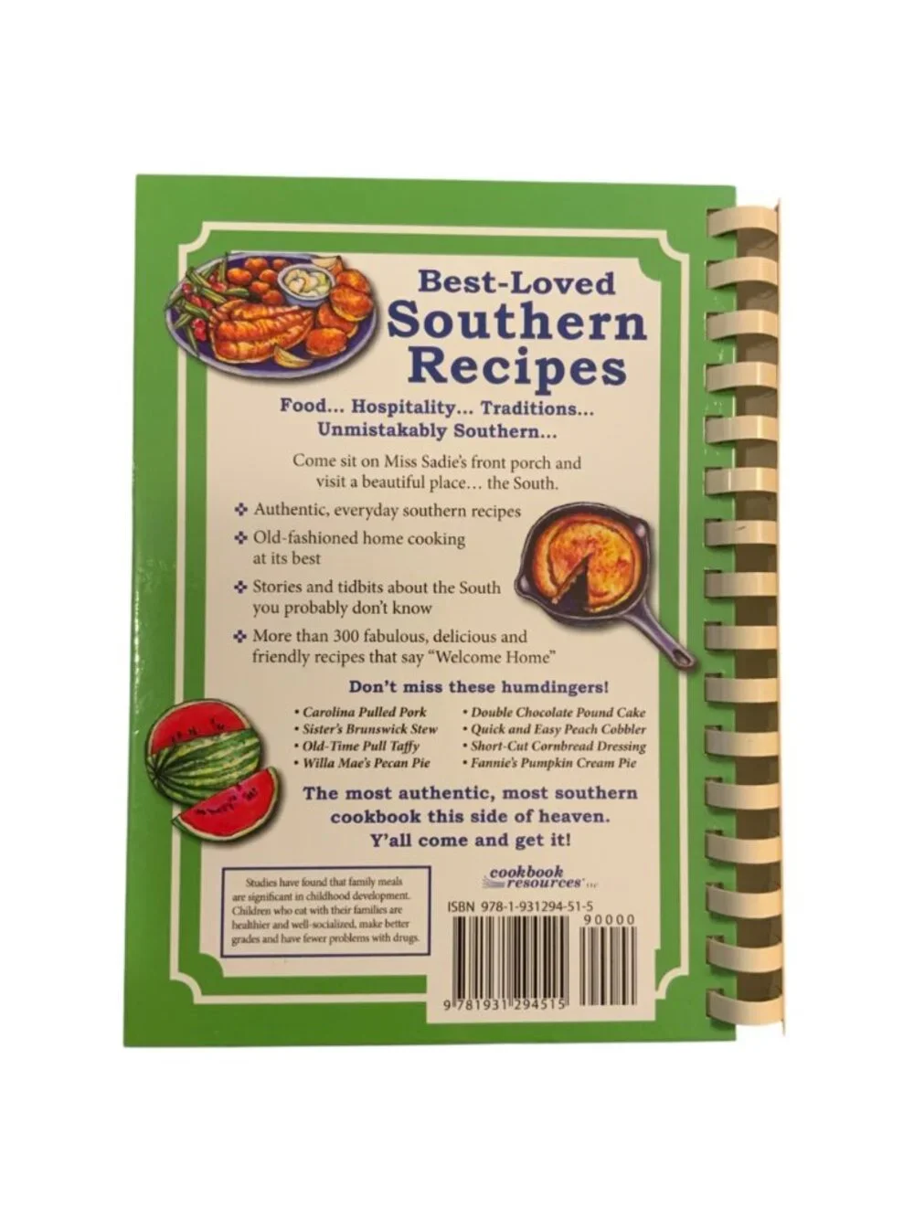 Best-Loved Southern Recipes Cookbook Spiral Bound 2009